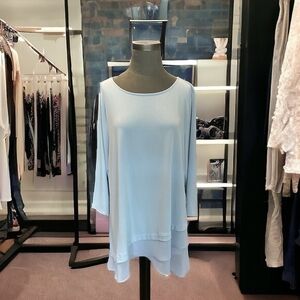 Alfani Women's Light Blue Chiffon Layered Top XXL Sheer 3/4 Sleeve Relaxed VG